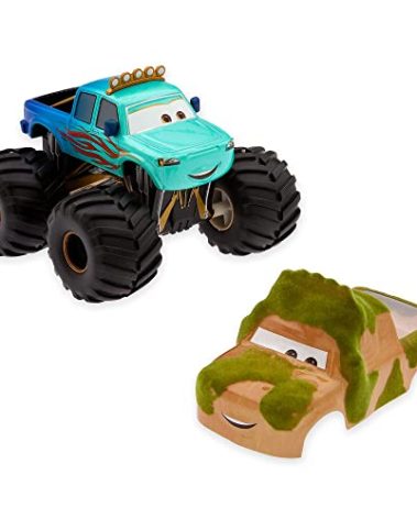 Disney Store Official 1:43 Scale Die Cast Ivy Monster Truck Toys - Set with Flame-Painted Body & Moss-Covered Clip-On, Inspired by Ivy Monster Truck from Cars on The Road Series