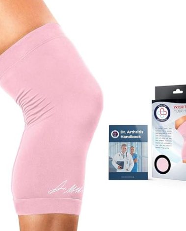 Doctor Developed Ladies Pink Knee Brace/Knee Compression Sleeve/Knee Support for Women & Handbook - relief for Arthritis, Tendonitis, Injury support, & Running (3X-Large)
