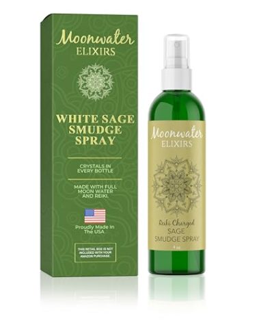 White Sage Smudge Spray for Spiritual Cleansing & Aura Protection, Sage Mist for Cleansing Negative Energy & Protection, Home & Meditation, Clear Quartz Reiki Energized Aromatherapy Room Spray - 4oz