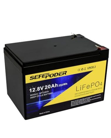 SEFEPODER 12V 20Ah Lithium LiFePO4 Deep Cycle Battery, 4000 Cycles Rechargeable Battery for Electric Scooter, Ride On Toy, Lighting, Power Wheel, Fish Finder and More with Built-in 40A BMS