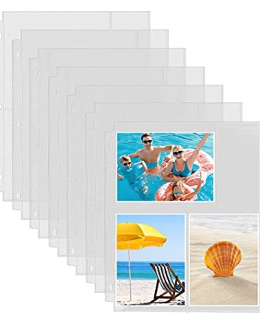 Fabmaker 30 Pack Photo Sleeves for 3 Ring Binder - (4x6, for 180 Photos), Archival Page Protectors, Clear Plastic Refill Pages, Postcard Sleeves, Acid-Free