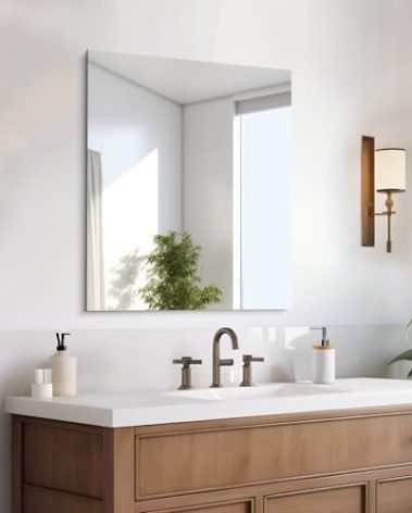 CILIBER Frameless Mirror, 24x30 Inch Bathroom Mirror for Wall, Rectangle Bathroom Vanity Mirrors with Polished Edge, Hangs Horizontally or Vertically for Bathroom, Bedroom and Living Room