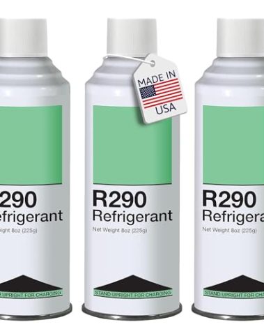 Leak Saver R290 Refrigerant 3-Pack - 8oz Upright Charging Self Sealing Can - Can Stand Upright While Charging - Made In The USA (Adapter Not Included)