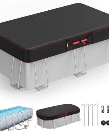 12x21Ft Rectangular Pool Cover for Above Ground Pools, Solar Cover for Above Ground Pools with Accessories, Winter Cover Ideal for Waterproof and Dustproof