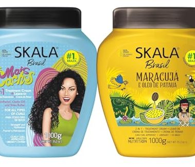 SKALA Hair Type 3ABC - Mais Cachos & Passion Fruit Combo - Hydrate Curls, Eliminate Frizz, For Curly Hair - 2-IN-1 Conditioning Treatment & Cream to Comb