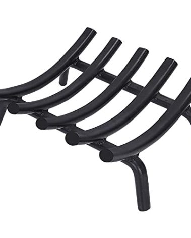 Fireplace Grate 14 Inch Solid Round Steel 3/4" Bar -Heavy Duty Wrought Cast Iron Indoor Outdoor Firewood Stove Log Holder Rack Wood Burning Fireplace Accessories, Camping, Chimney, Hearth Tools