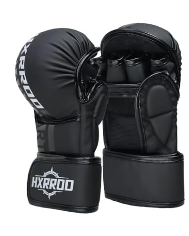 MMA Gloves Sparring Grappling, Kick Boxing Gloves, Hybrid Open Palm Martial Arts Mitts, Light Weight for Martial Arts Sparring Karate Muay Thai, Boxing, Punching Bag, Combat Sports Training Gloves