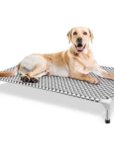 Elevated Outdoor Dog Bed, X-Large Size, Cotton Material, Non-Slip Feet, Fits up to 120lbs