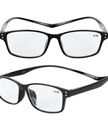 TRIFUTORO 2 Pack Magnetic Reading Glasses Long Temples Computer Readers Flexible Temple For Larger Face (Black, 1.5, multiplier_x)