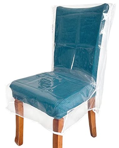 Drihara 6 Pack Plastic Chair Covers, Clear Dining Room Chairs Cover Set, Transparent Waterproof Seat Protector from Cat Scratch, Dust, Spill, Pet Hair and Easy Clean