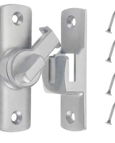2Ps 90/180° Barn Door Lock, Heavy Duty Rust-Proof Sliding Door Lock - Protecting Families Childs Safety Gate Latch for Barn,Bathroom, Garden, Window, Cabinet, Garage, Pet Door (Sliver)
