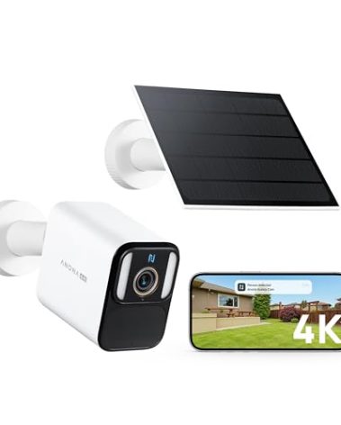 Anona Aurora 4K Solar Security Cameras Wireless Outdoor, Forever Power with Solar Panel, 8MP Color Night Vision, 24/7 AOV Recording, No Monthly Fees, AI Detection, Easy Setup, 2.4 GHz Wi-Fi, IP67
