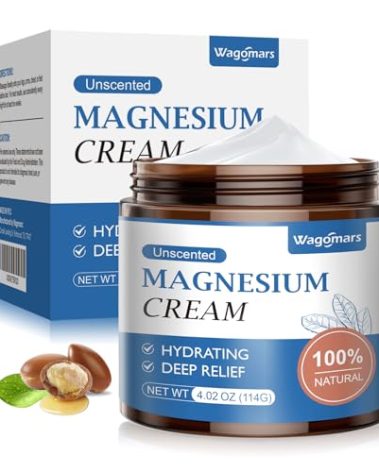 Wagomars Magnesium Cream for Sleep - Natural Topical Magnesium Lotion for Pain & Leg Cramps, Muscle Relaxation, Calm - Nighttime Body Butter for Deep Hydration - Safe for Kids (Unscented)