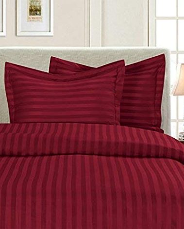Elegant Comfort Luxury 3-Piece Striped Duvet Cover Set! - 1500 Premier Hotel Quality Silky-Soft Wrinkle Resistant Damask Stripe Duvet Cover Set, Full/Queen, Burgundy