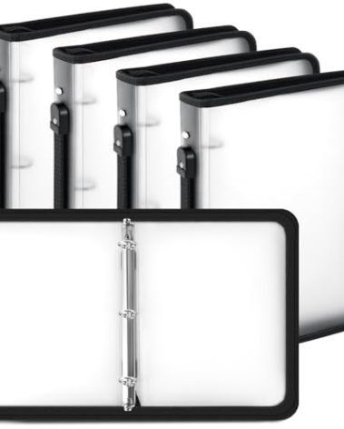 Teling 4 Pcs 2 Inch Clear Zipper Binder with 3 Ring Zipper Binder, Refillable Plastic Clear File Organizer Planner for Projects, Assignments, Memos, School Work, 13.2 x 11 Inch
