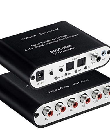 SOUTHSKY 5.1/2.1 Audio Rush Digital Sound Decoder Converter,Optical SPDIF, Coaxial to 5.1CH 2.1CH Analog Audio (6RCA Output) for Old AV Receiver
