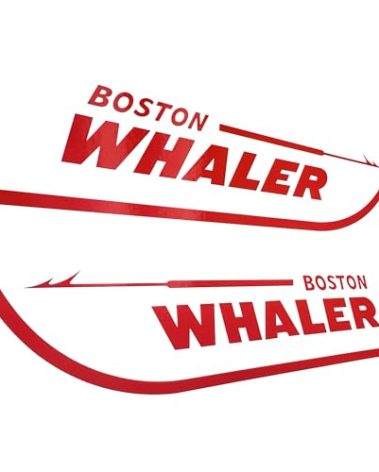 Imagnt Studio Set of 2 Boston Whaler Decals for Boat Hull, Marine Grade Restoration Sticker kit (Red, 12 inches)