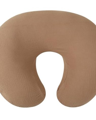 Onacosht Muslin Nursing Pillow Cover Soft 100% Cotton Feeding Pillow Slipcover Fits Standard Infant Nursing Pillow for Baby Girl and Boy, Brown