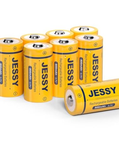 JESSY CR123A Rechargeable Batteries, 3.7V Lithium Battery for Arlo Wireless Cameras VMC3030 VMK3200 VMS3330 3430 3530 and Flashlight Polaroid Microphone (8 Pack)