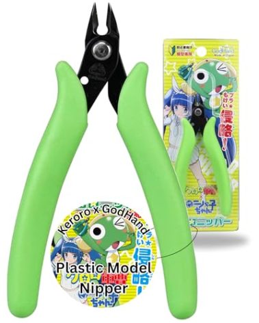 GodHand Keroro Plastic Model Nipper PN-125-KR with Sharp Thin Dual Blades, Ergonomic Non-slip Grip, 3mm Sprue Cutter Hobby Nippers for Plastic Models, Miniatures, Gundam, Gunpla, Green
