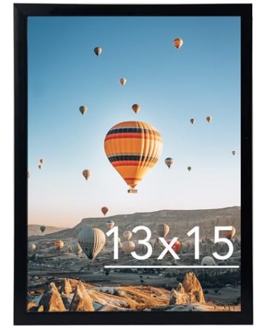 JCJMY 13x15 Picture Frame Black for Wall Hanging, Wall Mounting Horizontally or Vertically, 13 x 15 Wall Gallery Poster Photo Frame with Shatter Resistant Plexiglass, Black
