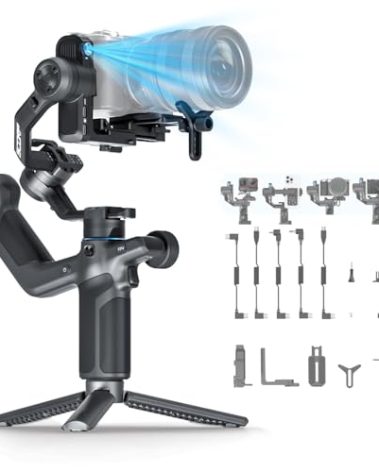 FeiyuTech SCORP MINI-3 Combo AI Tracking Camera Gimbal,All-in-One 3-Axis Stabilizer with Vertical Shooting,Bluetooth&Cable Control,Max 4.41 lbs,for Sony Canon Nikon Panasonic Fujifilm DJI GoPro iPhone