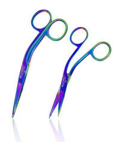 CynaMed Knowles Bandage Scissors Set (2-Pack) – 4.5 in. & 5.5 in. Multicolor Titanium-Coated Scissors for EMTs, Paramedics, First Aid, Doctors, and Nurses