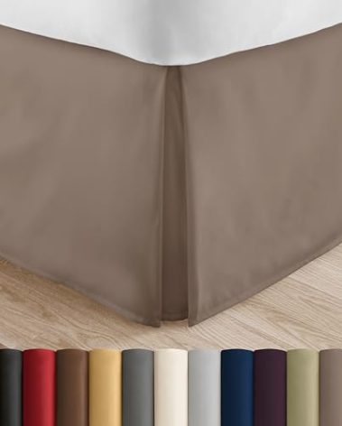 Linen Market Bed Skirt - Ultra Soft Microfiber - Easy Fit with 14 Inch Tailored Drop - Hotel Quality, Shrinkage & Fade Resistant - Bed Cover - Full Size Bed Skirts - Bedroom Décor - (Full, Taupe)