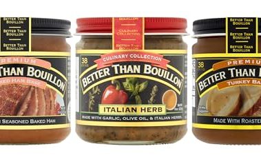 Better Than Bouillon Base Variety Pack, 1 Premium Baked Ham Base, 1 Culinary Collection Italian Herb Base, 1 Premium Turkey Base, 8 Ounce Jars (Pack of 3)