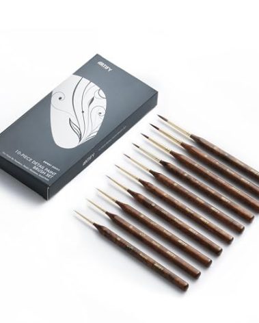 Artify Detail Paint Brush Set, 10-Sizes Fine Paint Brushes for Detail, Model & Craft, Miniature Paint Brushes, No-Splitting High-Spring Synthetic Bristle, for Watercolors, Oil, Acrylics
