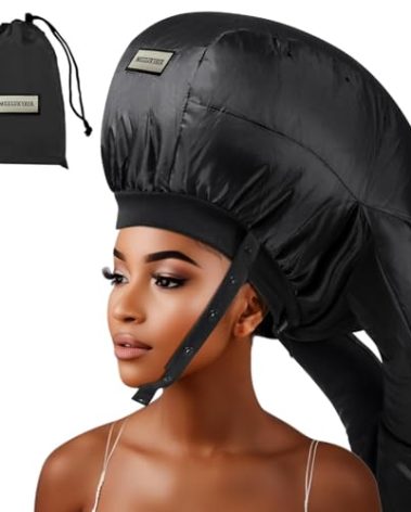 Hooded Hair Dryer Bonnet,Upgraded Dual-Tubes Even Heat Blow&Speed up Thick or Curly Hair Drying, Deep Conditioning at Home,Portable&Universal Diffuser Attachment Cap(Size L)