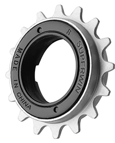 Hycline Single Speed Bike Freewheel: 16T Compatible with 1/2''×1/8'' Bicycle Freewheel - Threaded Type Freehub Replacement Parts (Black/Silver)