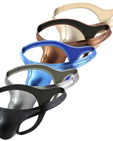 Billtop Men's Thong Faux Leather Briefs Bikini Underwear Pack