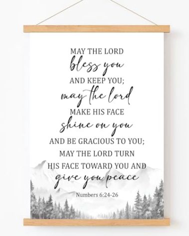 Qswo Numbers 6:24-26 May the Lord Bless You and Keep You Wall Decor,Bible Verse Poster Hanger Frame Wall Art,Scripture Hanging Canvas Wall Decor for Christian Home Office Church