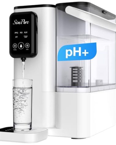 SimPure Y9A UV Countertop Reverse Osmosis Water Filter, Alkaline Remineralization 300 GPD 6 Stage Purification, RO Water Filtration System, Super Fast Filtering Portable Water Purifier