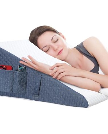 Welzona 12inch Wedge Pillow for Sleep, Updated Bed Wedge, Acid Reflux, Heartburn, GERD, Neck Pain, Cooling Memory Foam Top, Removable Washable Cover Incline Wedge Pillow for Improved Sleep