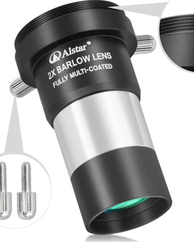 Alstar 1.25 inch 2X Barlow Lens - MultiCoated Metal Telescope Accessories with M42 Thread Camera Connect Interface for Telescopes Eyepiece,Two Fixing Thumbscrews