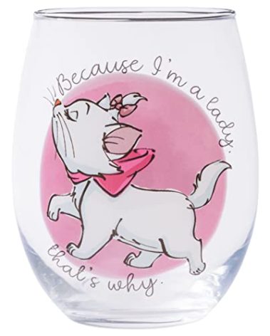 Silver Buffalo Disney Classics Aristocats Marie I'm a Lady Stemless Wine Glass, 20-Ounces