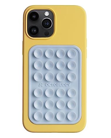 OCTOBUDDY Classic MAX - Silicone Suction Phone Case Adhesive Mount - Hands-Free, Strong Grip Holder for Selfies and Videos - iPhone and Android Compatible - 2.6″ x 3.9″, Baby Blue