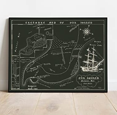 Historic Map : Oak Island Treasure, Nova Scotia, Canada, Nolan, 1974, Vintage Wall Art : 24in x 18in