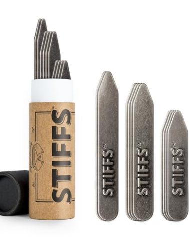 Würkin Stiffs 10-Pack Assorted Non-Magnetic Brass Collar Stays 5 Pair | Includes (4) 2.0” Stays, (4) 2.5” Stays, & (2) 2.75” Stays