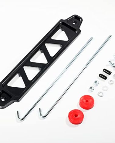 Battery Hold Down Bracket Holder, Car Battery Holder Kit with 10in J bolts,Aluminum Alloy Battery Tie Down Mount Bracket, Battery Tray for Car Battery Mount Bracket Hold Lock Accessories (Black)