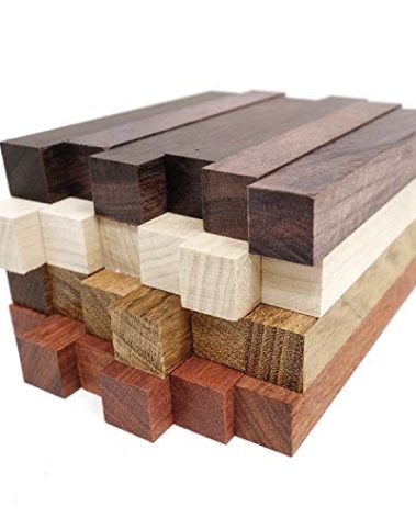 Exotic Wood Pen Blanks 24-Pack Pen Turning Supplies, DIY Pen Crafts: Bloodwood, Mexican Ebony, Jatoba, Hard Maple, 6 of Each Wood Type, 5 x 3/4 x 3/4 inches