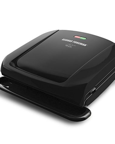 George Foreman 4-Serving Removable Plate Electric Grill and Panini Press, George Tough Non-Stick Coating, Drip Tray Catches Grease, Black