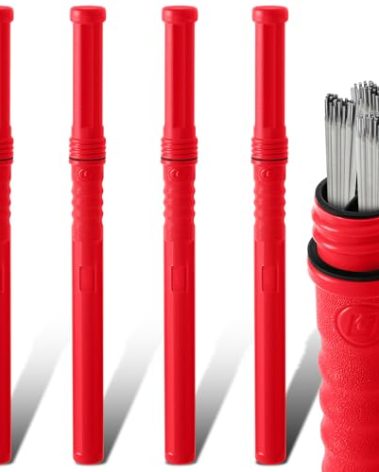 Tandefio 4 Pcs Welding Rod Storage Tube 40 Inch Tig Rod Storage Canisters Welding Electrode Holder Airproof Waterproof Container(Red)