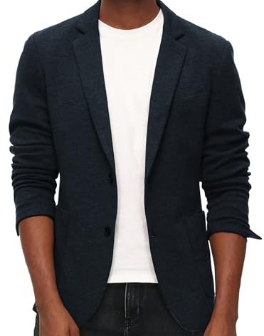 PJ PAUL JONES Mens Lightweight Blazers Casual Slim Fit Knit Sport Coat Suit Jacket Navy Blue 3XL