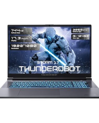 Thunderobot Storm 17 Gaming Laptop, 17.3" FHD 144Hz Display, Core i5-12450H, GeForce RTX 3050, 64GB DDR4 RAM, 2TB SSD, RGB Backlit Keyboard, HDMI, Wi-Fi, Win11 Home