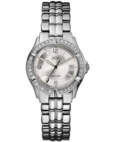 GUESS Silver-Tone Bracelet Watch with Date Feature. Color: Silver-Tone (Model: G75511M)