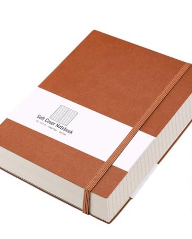 AHGXG College Ruled/Lined Notebook - 320 Numbered Pages B5 Lined Journal, 100gsm Thick Paper, Faux Leather Softcover, Inner Pocket, 7.6'' X 10''-Brown