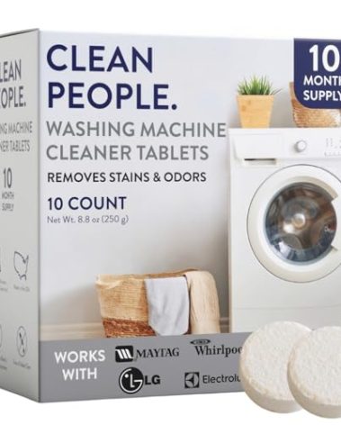 THE CLEAN PEOPLE Washing Machine Cleaner - Washer Machine Cleaner Tablets for Removing Odor, Grime & Scale Buildup - Front Load and Top Load Laundry Machine Cleaner - 10 Count